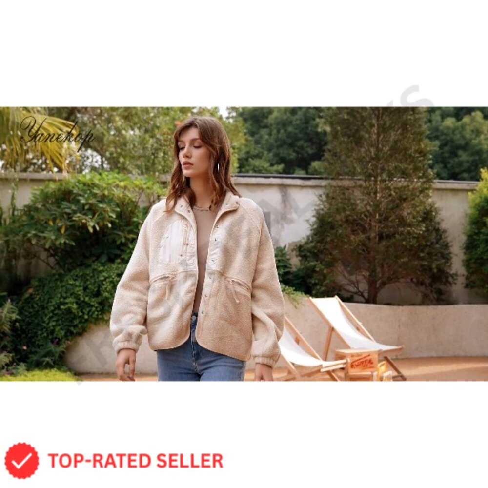 Fleece Sherpa Jacket Button Down Long Sleeve Wint… - image 5